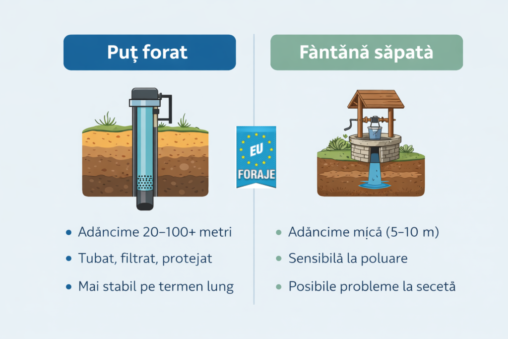 nfografic-„Put-forat-vs-fantana-sapata-cu-doua-coloane-simple